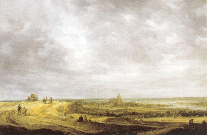 Jan van Goyen Rivierlandschap met gezicht op Arnhem.